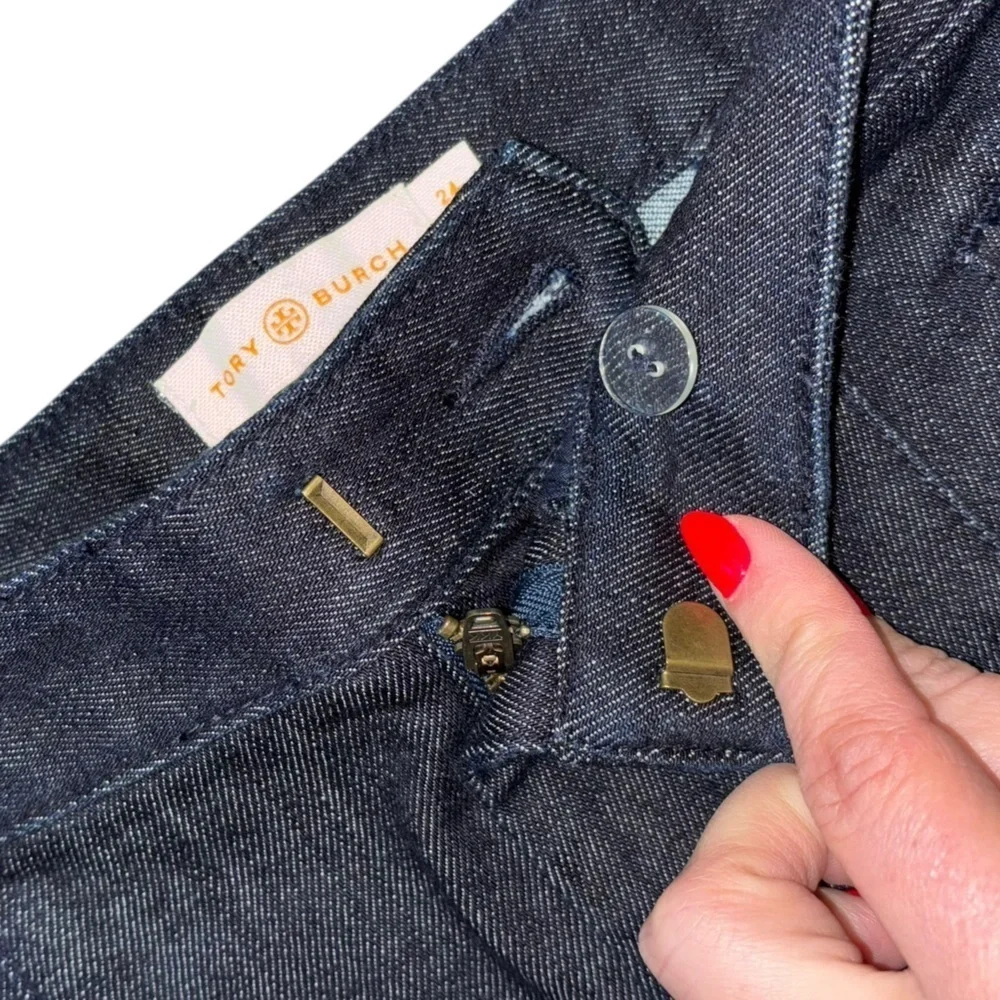 Tory Burch Navy Blue Straight Leg Denim Slacks Jeans Women’s 24 Preppy Old Money